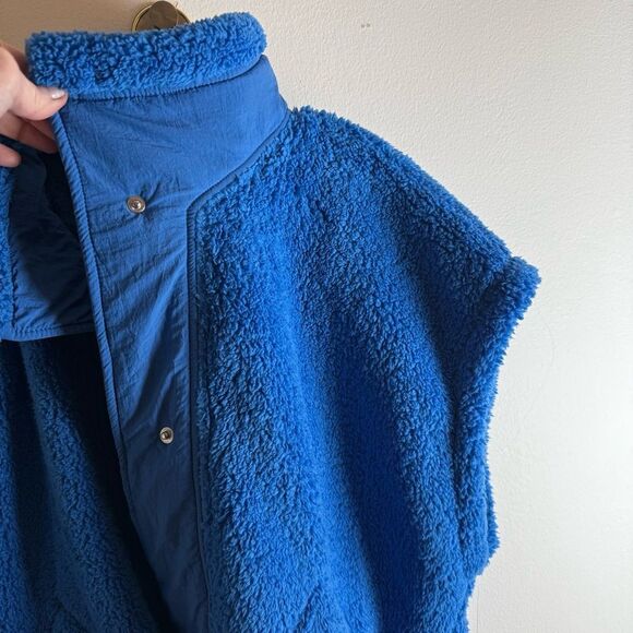 NWT Free People Movement Scout It Out Fleece Vest • Oversized• Side Bows • Blue - Picture 14 of 16